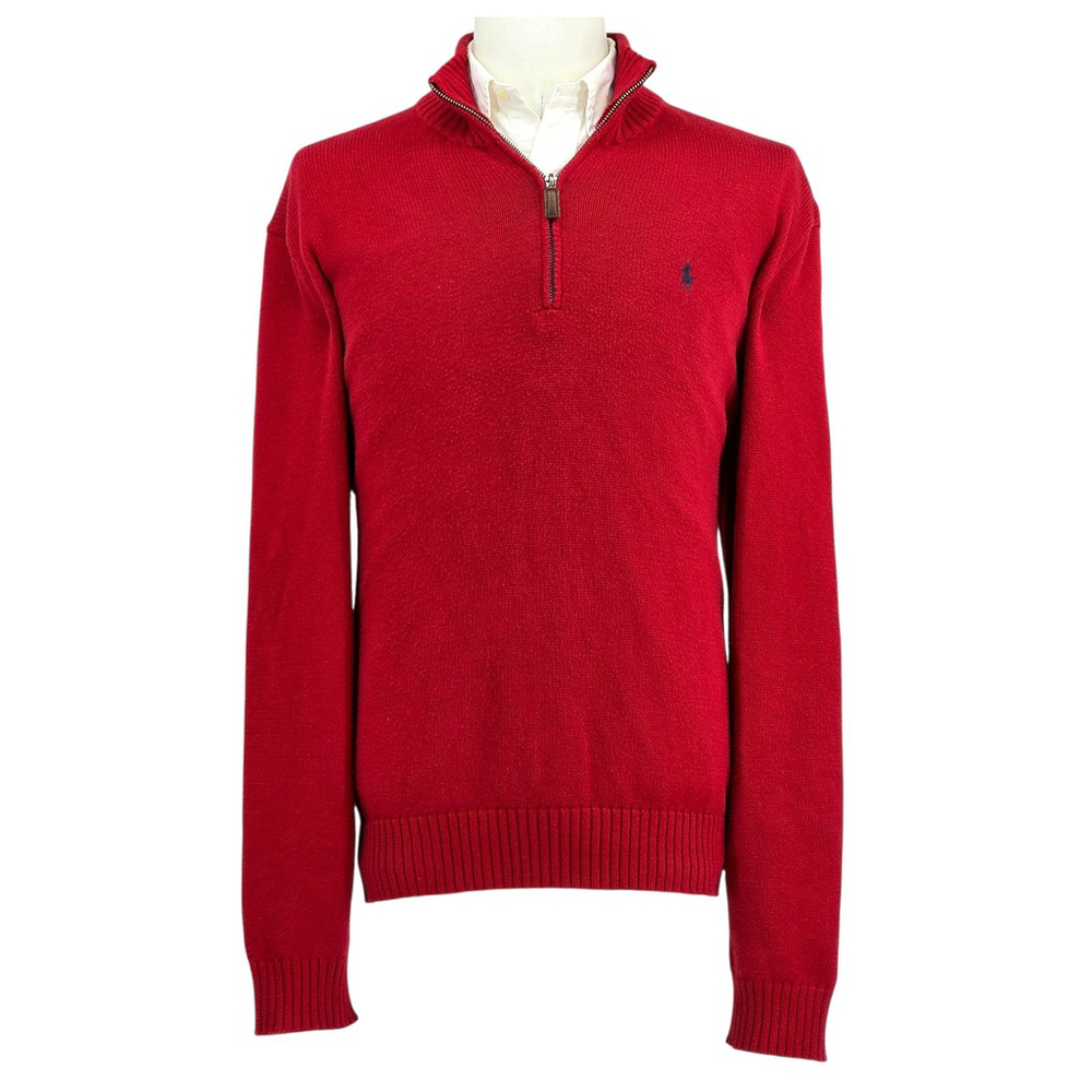 Ivy Heritage Polo Ralph Lauren Quarter Zip Men’s XL Red Cotton Sweater